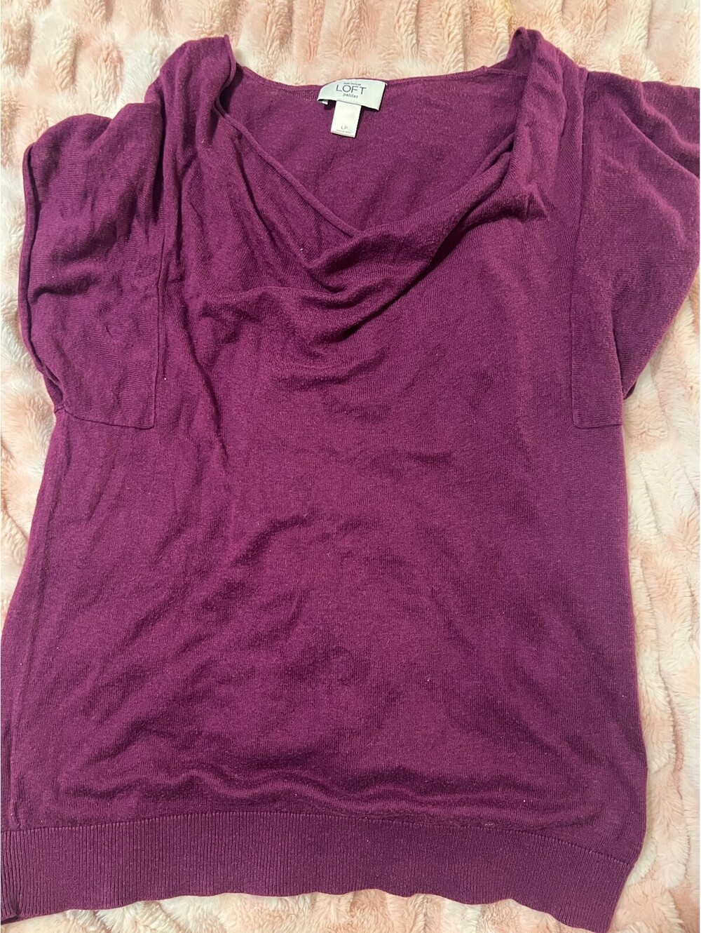 LOFT Petites Plum Cowl Neck Knit Top Size LP Large Petite